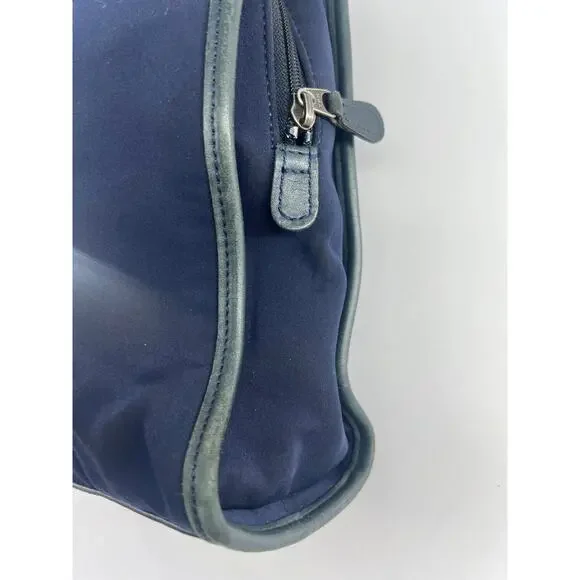 Vintage Coach Navy Blue Tote Bag Stretch Fabric Shoulder Purse Zipper Pockets - Picture 13 of 16